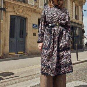 Eddy Robe Jacket Black Rose Floral Small